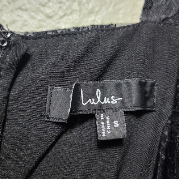 Lulus Glamorous Sweetie Black Burnout Tie-Strap Bustier Midi Dress S Wedding - Picture 10 of 10